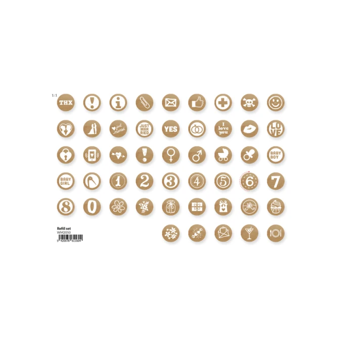 Mini Woodies refill set met 250 ministempel