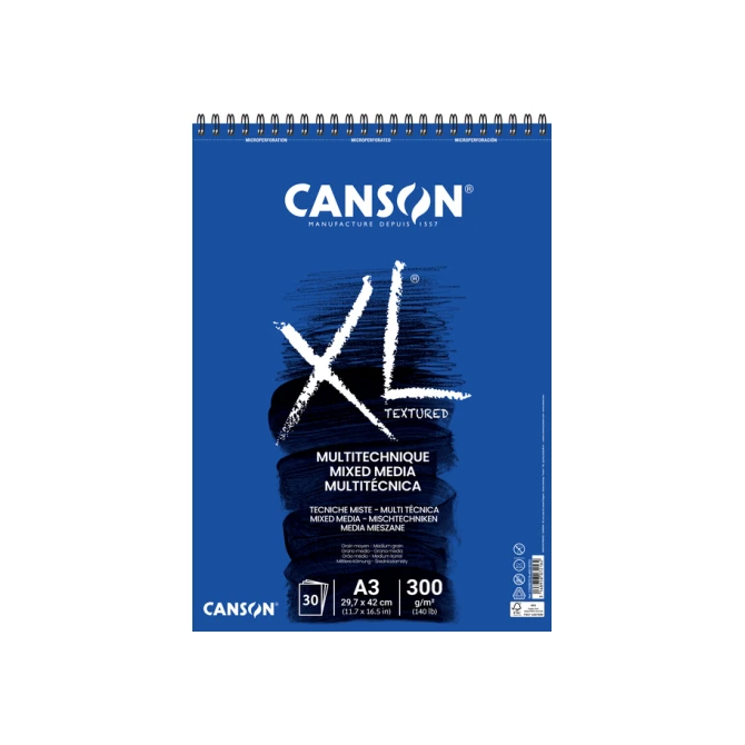 Mixed mediapapier Canson XL Textured Mixed Media 30vel 300gr A3 wit