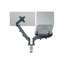 Monitor- en laptoparm Leitz Ergo ruimtebesparend dubbel donkergrijs Monitor- en laptoparm Leitz Ergo ruimtebesparend dubbel donkergrijs