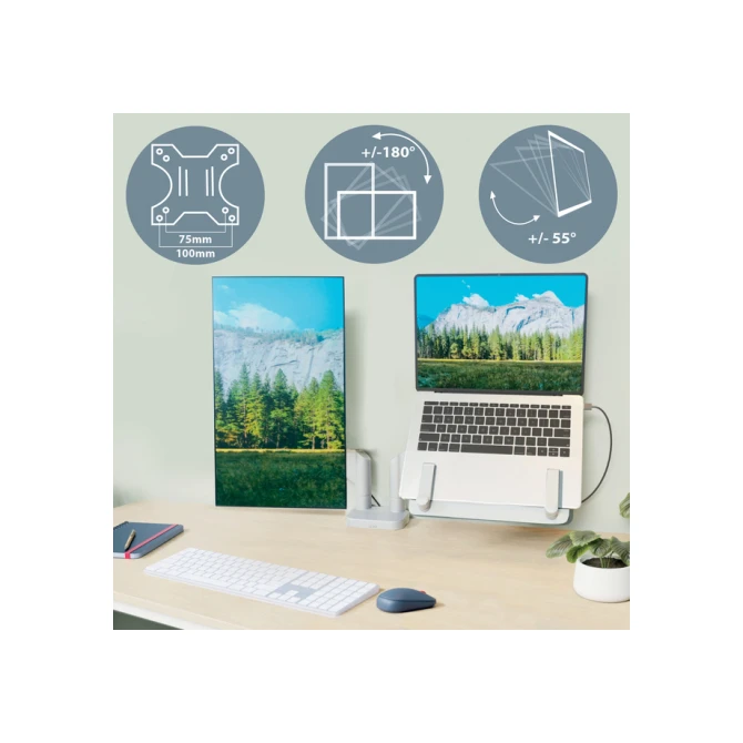 Monitor- en laptoparm Leitz Ergo ruimtebesparend dubbel grijs