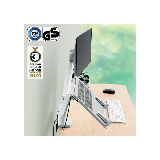 Monitor- en laptoparm Leitz Ergo ruimtebesparend dubbel grijs