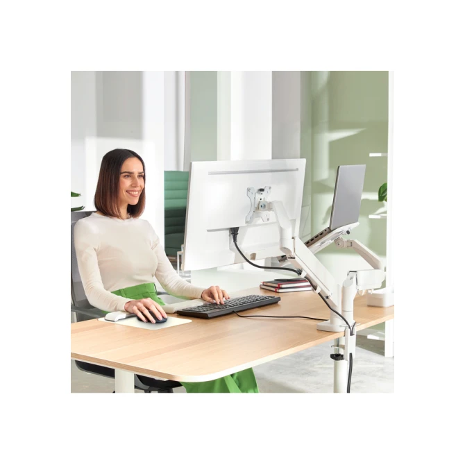 Monitor- en laptoparm Leitz Ergo ruimtebesparend dubbel grijs