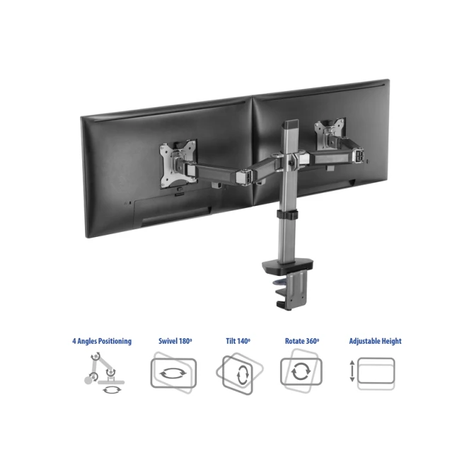 Monitorarm ACT office 2 schermen zilver Monitorarm ACT office 2 schermen zilver