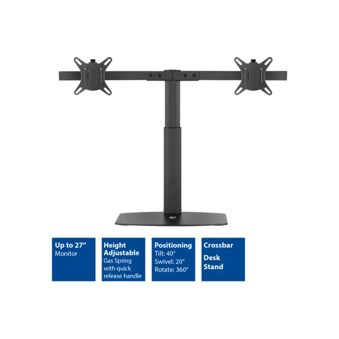 Monitorarm ACT office gasveer crossbar 2 schermen
