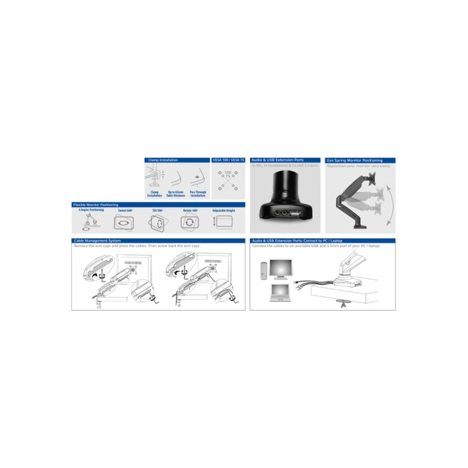 Monitorarm ACT office met gasveer 1 scherm