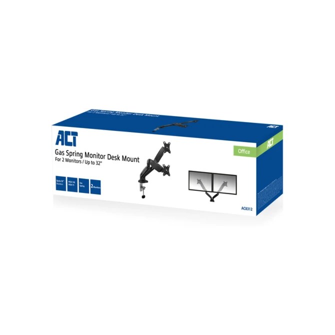 Monitorarm ACT office met gasveer 2 schermen
