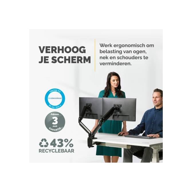 Monitorarm Fellowes Platinum Series dubbel horizontaal