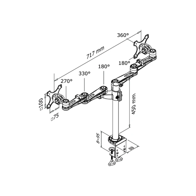 Monitorarm Neomounts D935D 2x10-27