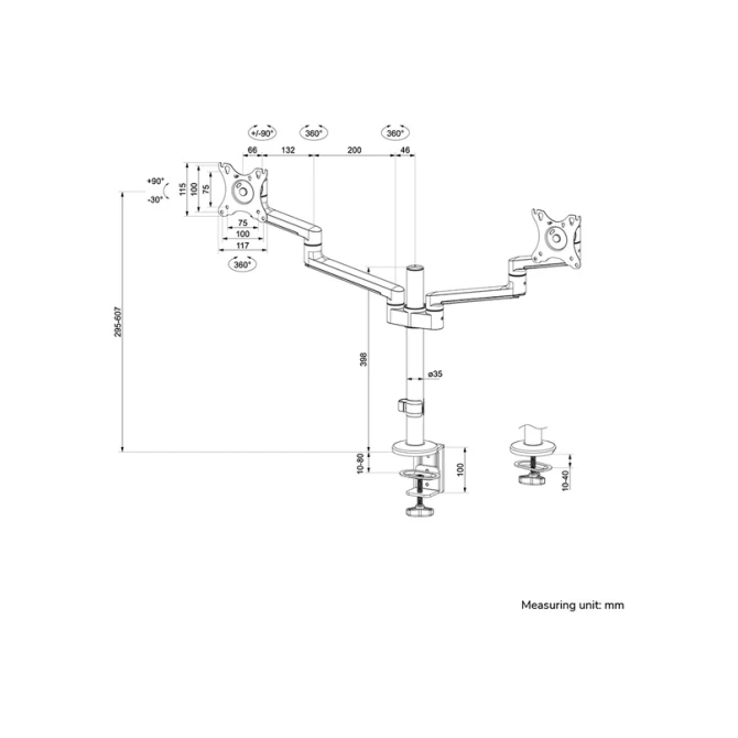 Monitorarm Neomounts DS60-425BL2 zwart