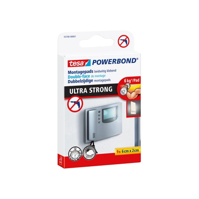 Montage pad tesa® Powerbond Ultra Strong dubbelzijdig 2x6cm 9 stuks