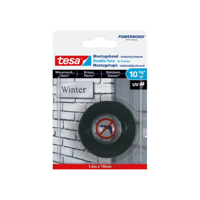 Montagetape tesa® Powerbond baksteen dubbelzijdig 1,5mx19mm