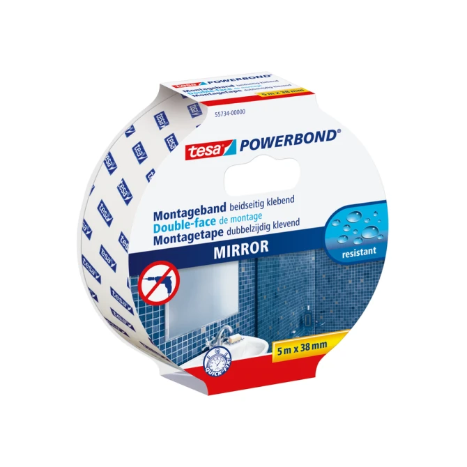 Montagetape tesa® Powerbond Spiegel dubbelzijdig 5mx38mm wit