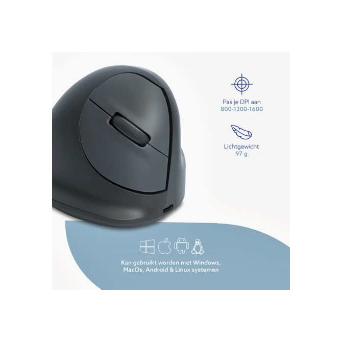 Muis R-Go Ergonomisch HE Basic Wireless Rechts M