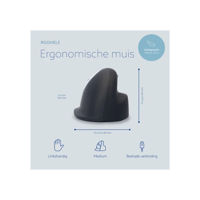 Muis R-Go Ergonomisch HE Break Draad Links M