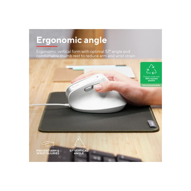 Muis Trust ergonomisch BAYO II wit