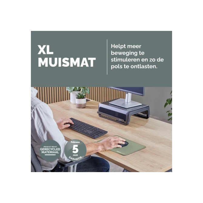 Muismat Fellowes Breyta XL saliegroen