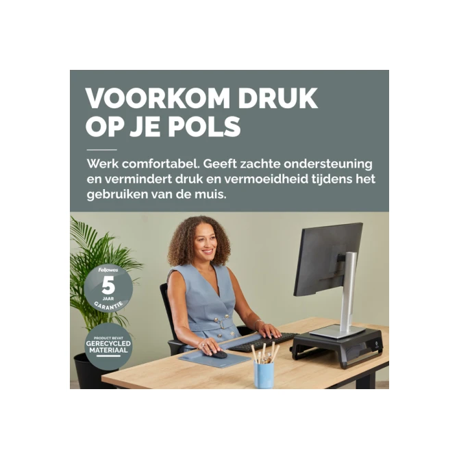 Muismat met polssteun Fellowes Breyta XL blauw