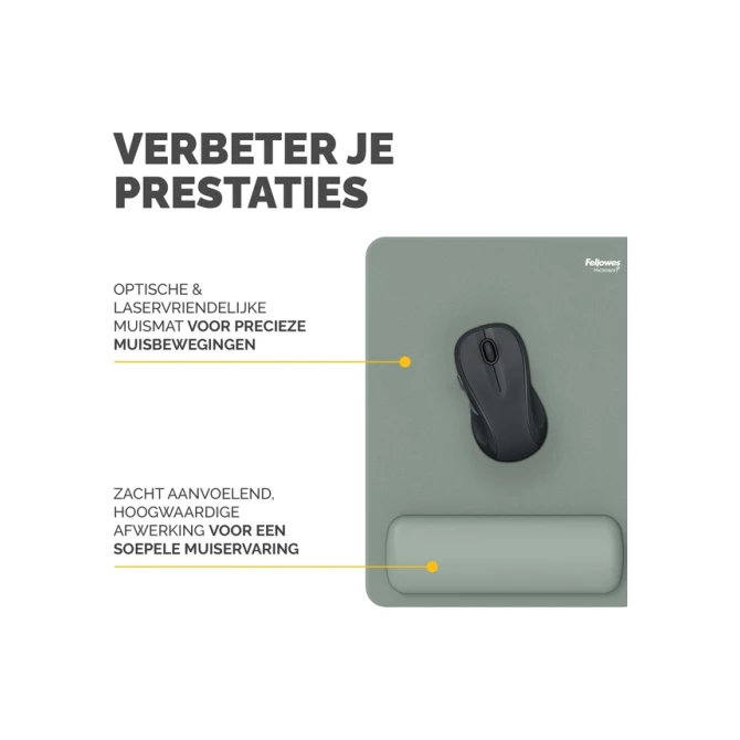 Muismat met polssteun Fellowes Breyta XL saliegroen