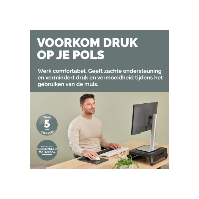 Muismat met polssteun Fellowes Breyta XL zwart