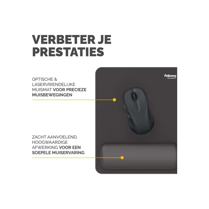 Muismat met polssteun Fellowes Breyta zwart