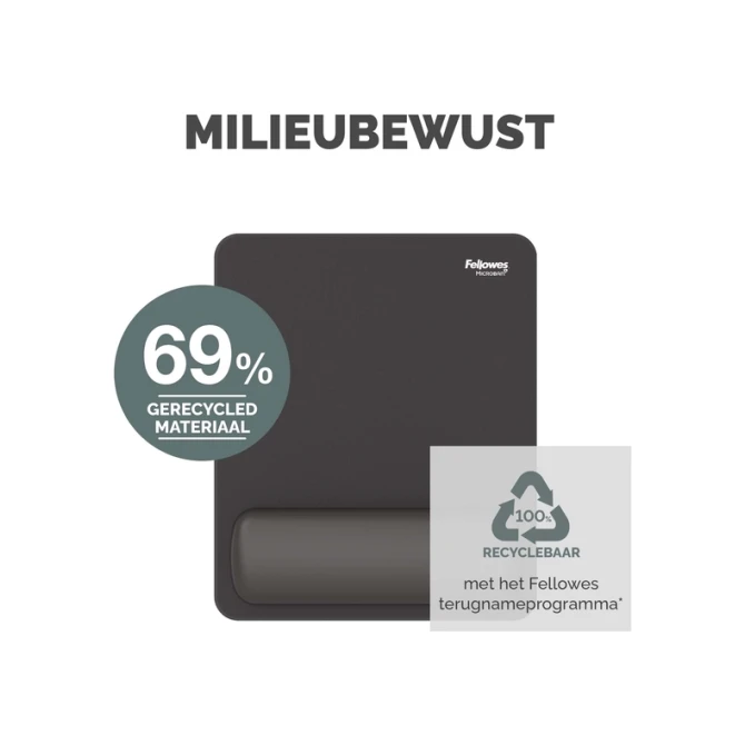 Muismat met polssteun Fellowes Breyta zwart