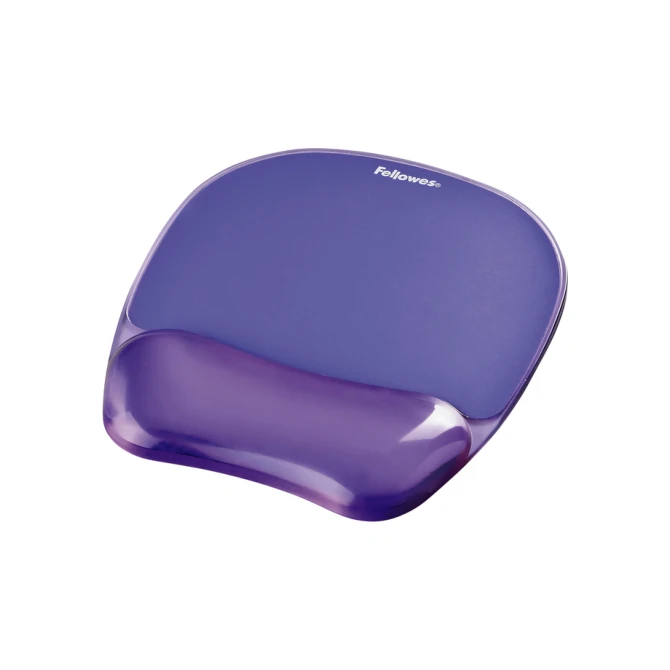 Muismat met polssteun Fellowes Crystals gel transparant paars