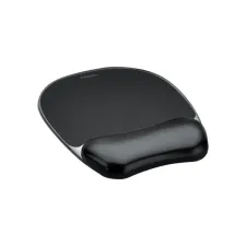 Muismat met polssteun Fellowes Crystals gel transparant zwart Muismat met polssteun Fellowes Crystals gel transparant zwart
