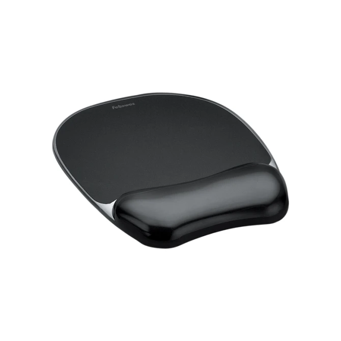 Muismat met polssteun Fellowes Crystals gel transparant zwart