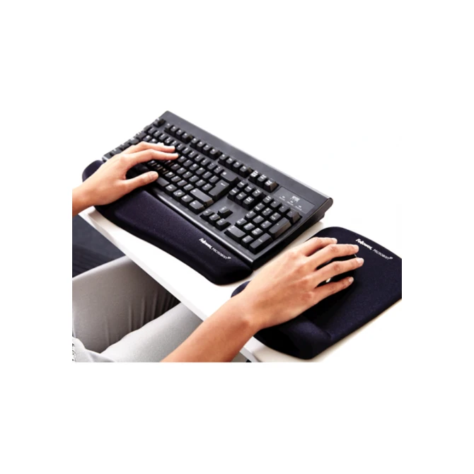 Muismat met polssteun Fellowes Plush Touch zwart