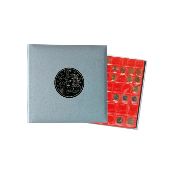Muntenverzamelalbum Exacompta 24.5x25cm 5 vel à 43 vakjes 4-rings grijs