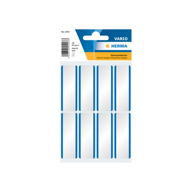 Naambadge etiket Etiket HERMA 1903 54x19mm wit blauw