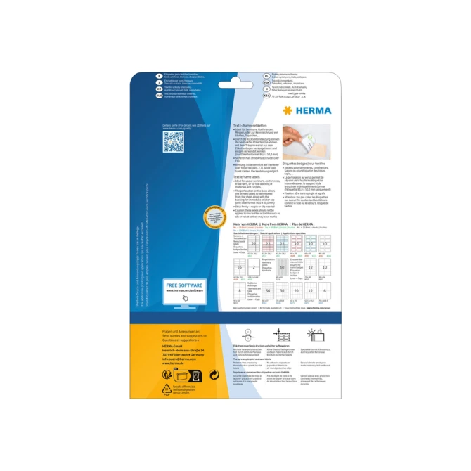 Naambadge etiket HERMA 4513 63.5x29.6mm wit/blauw