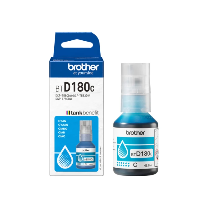 Navulinkt Brother BT-D180C blauw Navulinkt Brother BT-D180C blauw