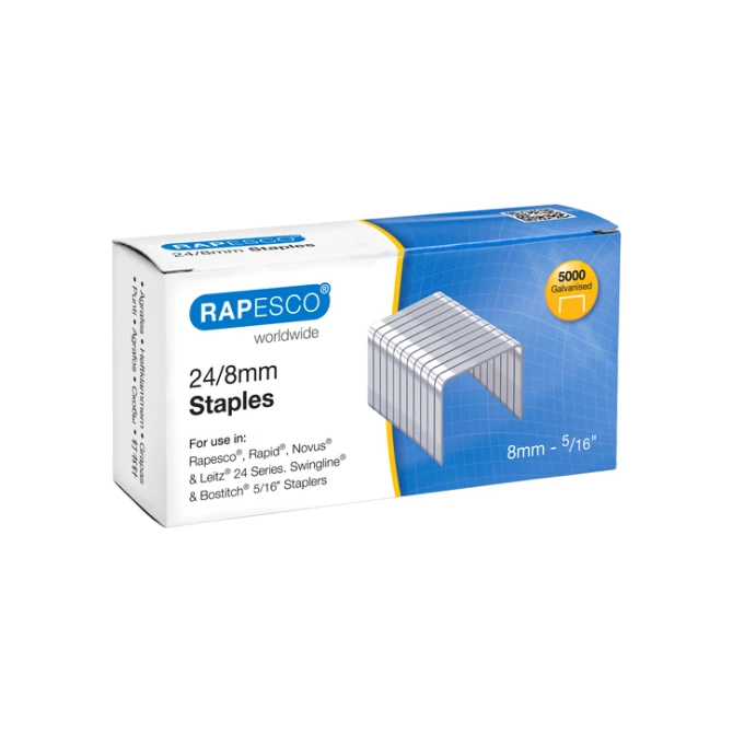 Nieten Rapesco 24 8mm 5000 stuks zilver