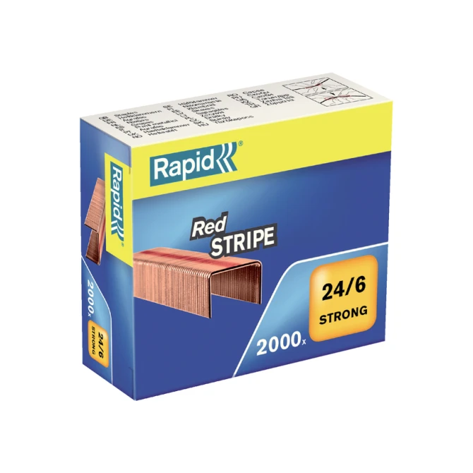 Nieten Rapid Nieten Rapid 24/6 verkoperd red stripe 2000 stuks