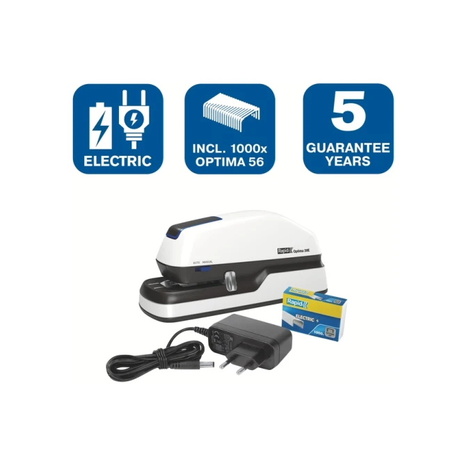 Nietmachine elektrisch Rapid Optima 20 20vel zilver/zwart