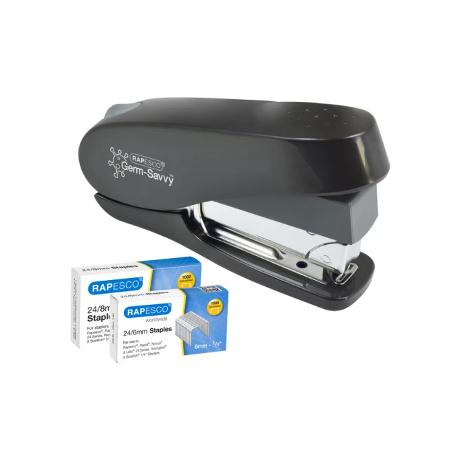 Nietmachine Rapesco Germ-Savvy Less Effort Eco Luna antibacterieel zwart