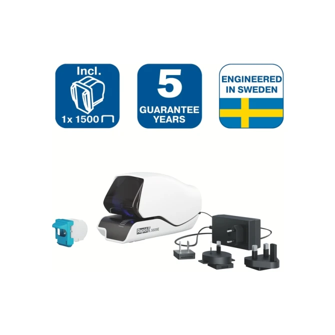 Nietmachine Rapid Supreme contactloos elektrisch 5025e 25 vel wit Nietmachine Rapid Supreme contactloos elektrisch 5025e 25 vel wit