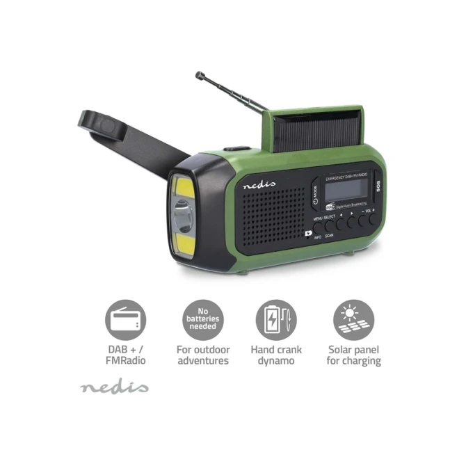 Noodradio Nedis DAB+ FM zonnepaneel