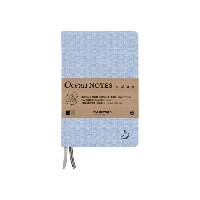 Notitieboek Aurora Ocean A5 192blz lijn 80gr linnenstructuur kaft blauw