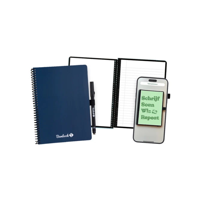 Notitieboek Bambook Original Navy A5 lijn 40 pagina's uitwisbaar