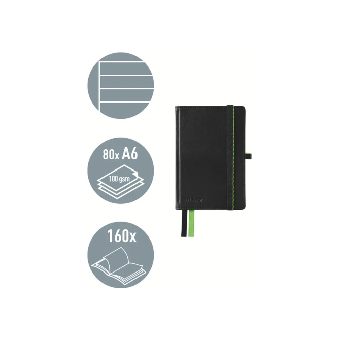 Notitieboek Leitz Complete A6 lijn 160 pagina's 100gr zwart