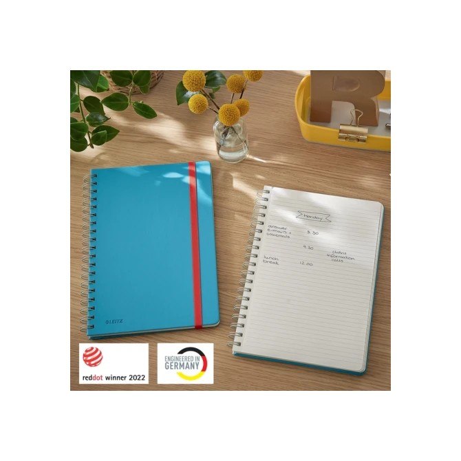 Notitieboek Leitz Cosy B5 160blz 100gr spiraal lijn blauw