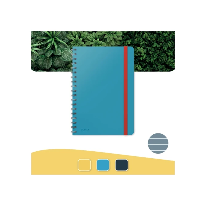 Notitieboek Leitz Cosy B5 160blz 100gr spiraal lijn blauw