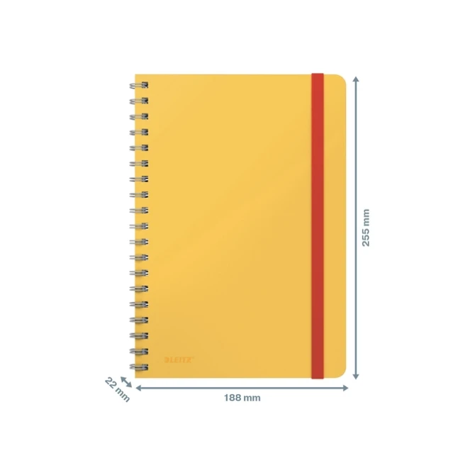 Notitieboek Leitz Cosy B5 160blz 100gr spiraal lijn geel