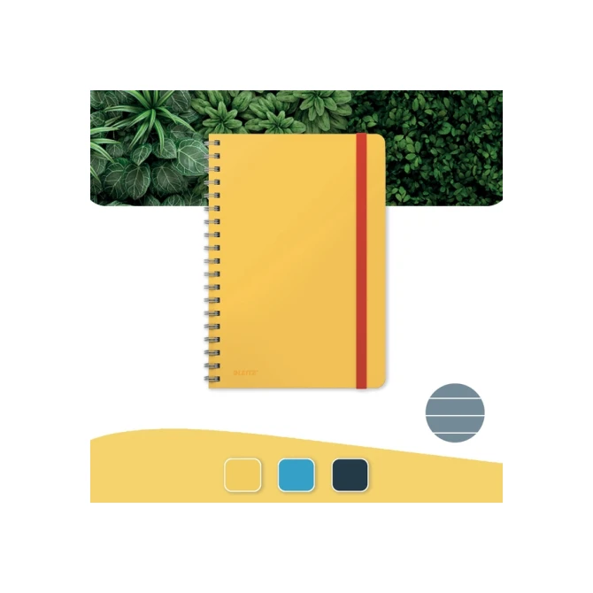 Notitieboek Leitz Cosy B5 160blz 100gr spiraal lijn geel