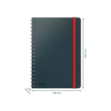 Notitieboek Leitz Cosy B5 160blz 100gr spiraal lijn grijs