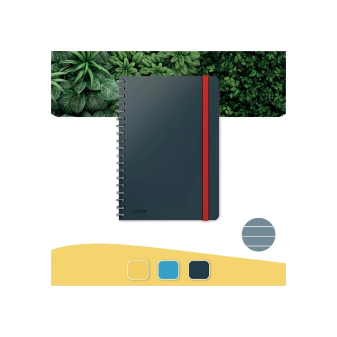 Notitieboek Leitz Cosy B5 160blz 100gr spiraal lijn grijs
