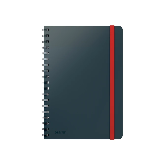 Notitieboek Leitz Cosy B5 160blz 100gr spiraal lijn grijs