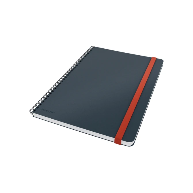 Notitieboek Leitz Cosy B5 160blz 100gr spiraal lijn grijs
